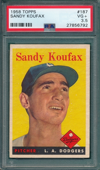 1958 Topps #187 Sandy Koufax PSA 3.5