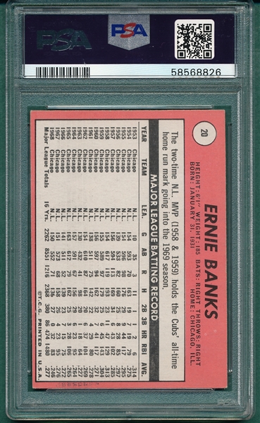 1969 Topps #20 Ernie Banks PSA 7 