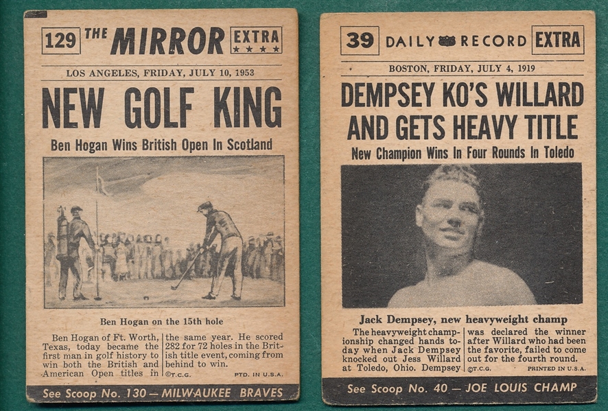1954 Topps Scoop #39 Dempsey & #129 Ben Hogan, Lot of (2)