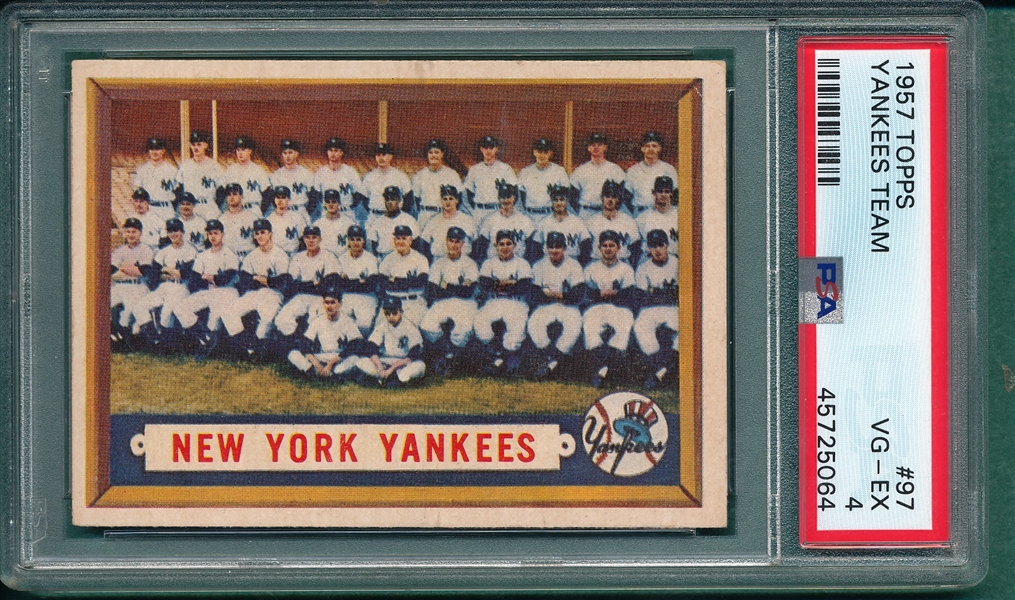 1957 Topps #97 Yankees Team PSA 4