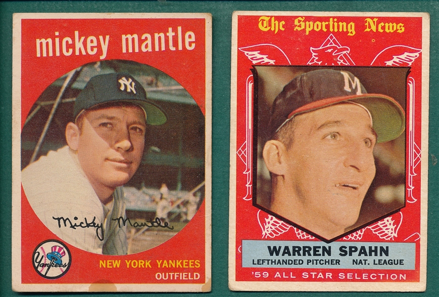 1959 Topps Lot of (12) W/ Mantle