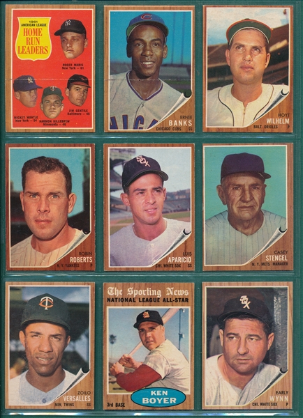 1962 Topps Lot of (9) W/ #25 Banks