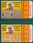 1958 World Series Ticket Stubs, Game 6 & 7, Lot of (2)