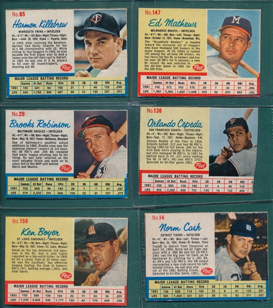 1962 Post Cereal Lot of (15) W/ SP's, Mays & Clemente