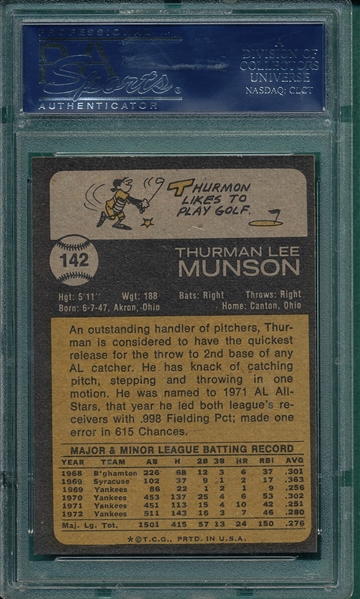 1973 Topps #142 Thurman Munson PSA 8