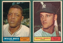 1961 Topps #2 Maris & #150 Willie Mays, Lot of (2)