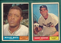 1961 Topps #150 Willie Mays & #344 Koufax, Lot of (2)