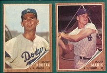 1962 Topps #1 Maris & #5 Koufax, Lot of (2)