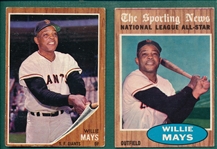 1962 Topps #300 Mays & #395 Mays, AS, Lot of (2)