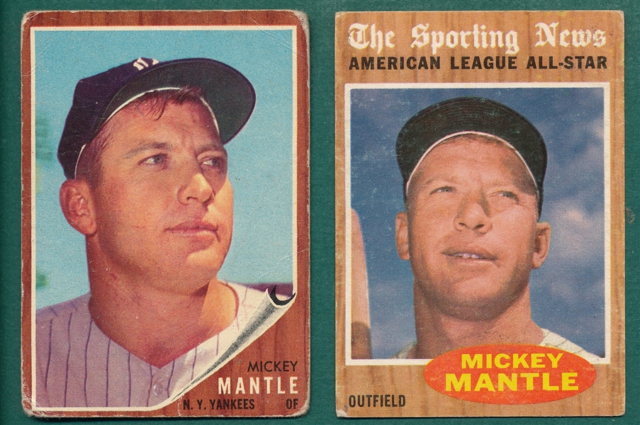 1962 Topps #200 Mantle & #471 Mantle, AS, Lot of (2)