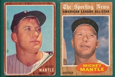 1962 Topps #200 Mantle & #471 Mantle, AS, Lot of (2)