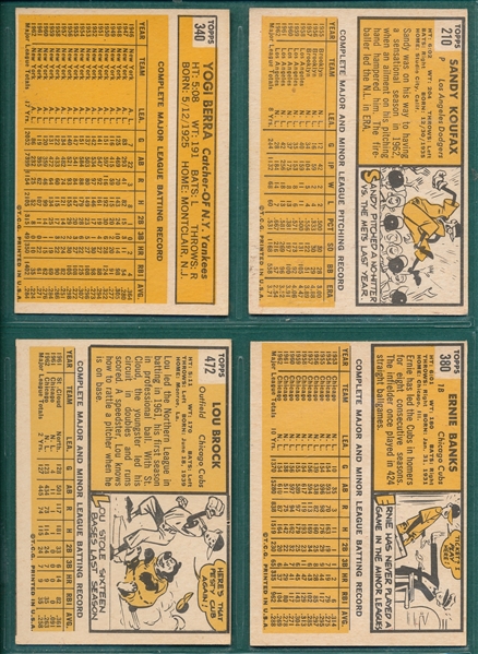 1963 Topps Lot of (4) HOFers W/ #210 Koufax
