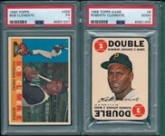 1960 Topps & 1968 Topps Game, Lot of (2) Clemente, PSA