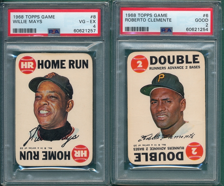 1968 Topps Game Mays & Clemente, Lot of (2) PSA