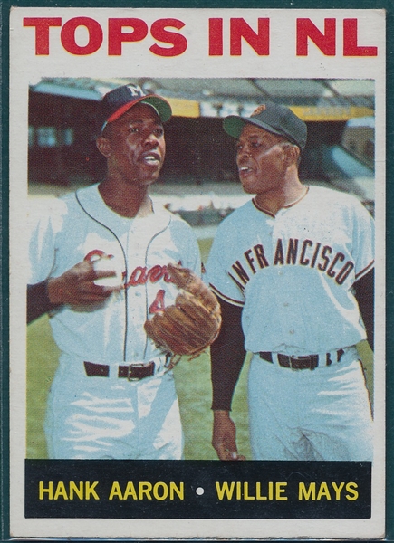 1964 Topps #423 Tops In NL W/ Aaron & Mays