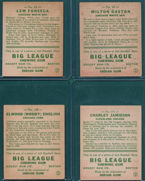 1933 Goudey Lot of (4) W/ #43 Fonsecca