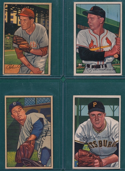 1952 Bowman Lot of (4) W/ Schoendienst & Roberts
