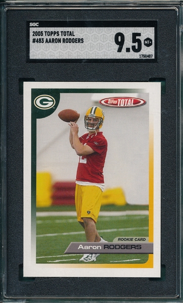 2005 Topps Total FB #483 Aaron Rodgers SGC 9.5 *Mint+* *Rookie*