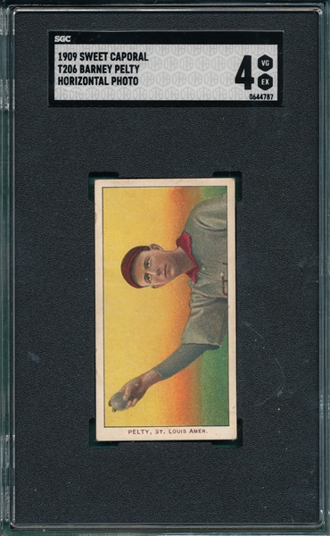 1909-1911 T206 Pelty, Horizontal, Sweet Caporal Cigarettes SGC 4 