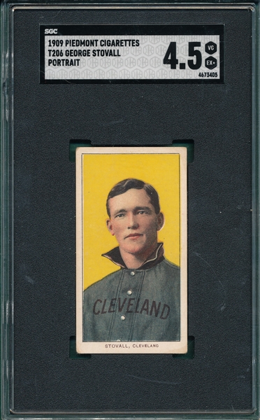 1909-1911 T206 Stovall, Portrait, Piedmont Cigarettes SGC 4.5