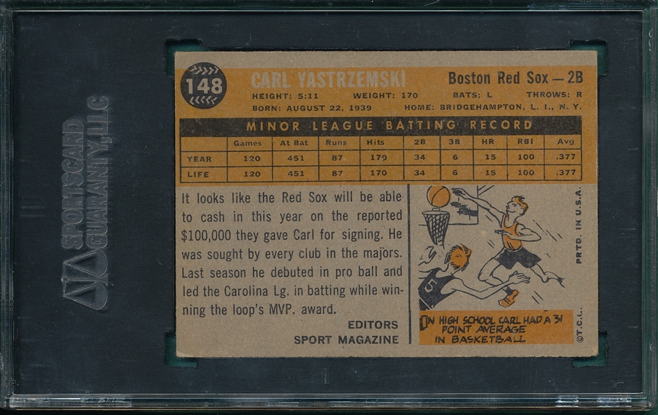 1960 Topps #148 Carl Yastrzemski SGC 60 *Rookie*