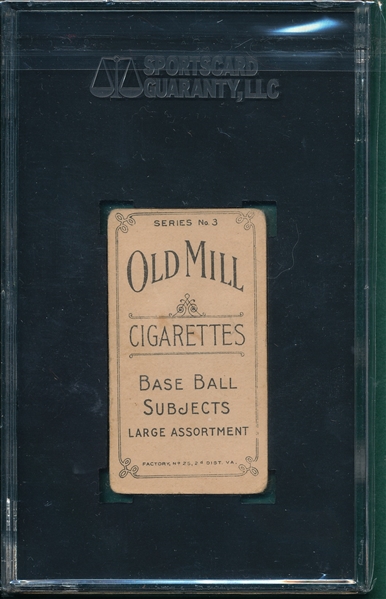 1910 T210-3 Yantz Old Mill Cigarettes SGC 20