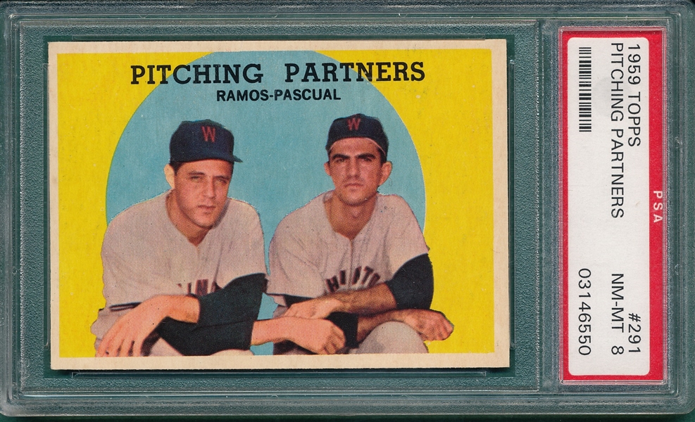 1959 Topps #291 Pitching Partners PSA 8