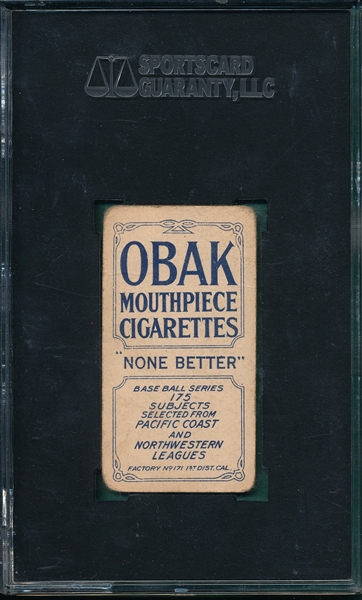 1910 T212-2 Perrine Obak Cigarettes, 175 Subjects SGC 20