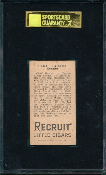 1912 T207 Chief Bender Recruit Little Cigars SGC 50