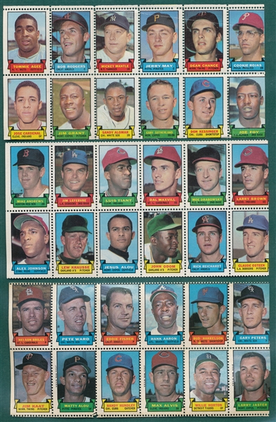1969 Topps Baseball Stamps Panels (24) W/ Mantle
