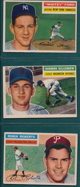 1956 Topps #164 Killebrew, #180 Roberts & #240 Ford, Lot of (3) 