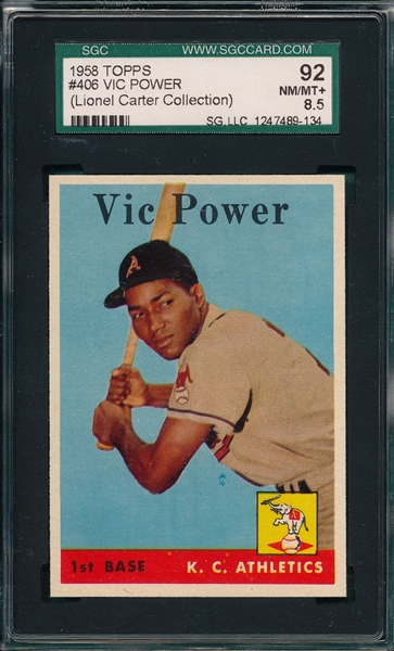 1958 Topps #406 Vic Power SGC 92