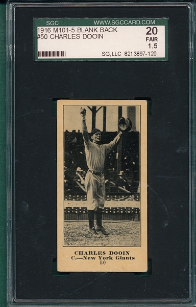 1916 M101-5 #050 Charles Dooin Sporting News SGC 20 *Blank Back* *Presents Better*