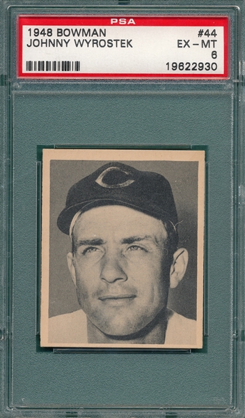 1948 Bowman #44 Johnny Wyrostek PSA 6