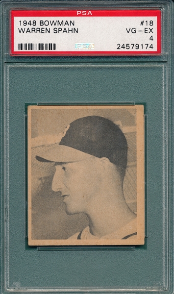1948 Bowman #18 Warren Spahn PSA 4 *Rookie*