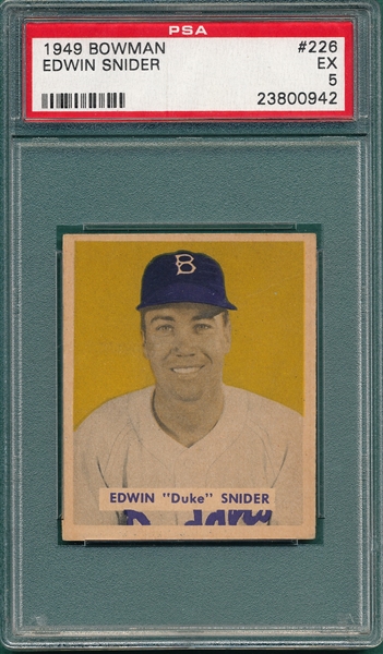 1949 Bowman #226 Edwin Snider PSA 5 *Rookie* *Hi #*