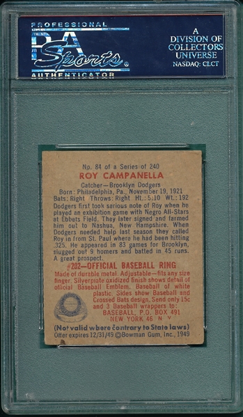1949 Bowman #84 Roy Campanella PSA 4 *Rookie* 