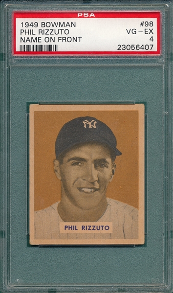 1949 Bowman #98 Phil Rizzuto PSA 4 *Name On Front*
