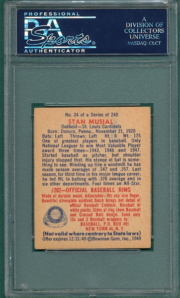1949 Bowman #24 Stan Musial PSA 5