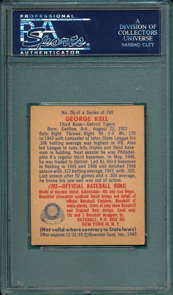 1949 Bowman #26 George Kell PSA 5.5