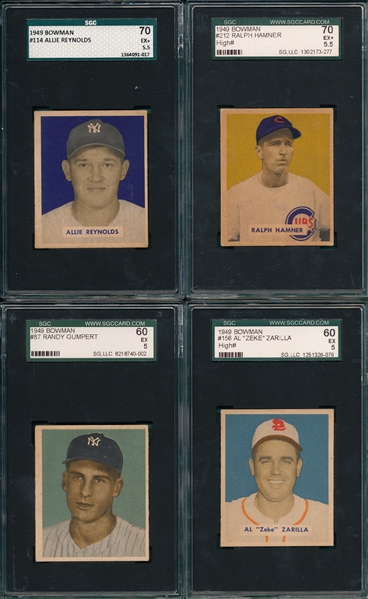 1949 Bowman Lot of (4) W/ #114 Reynolds SGC