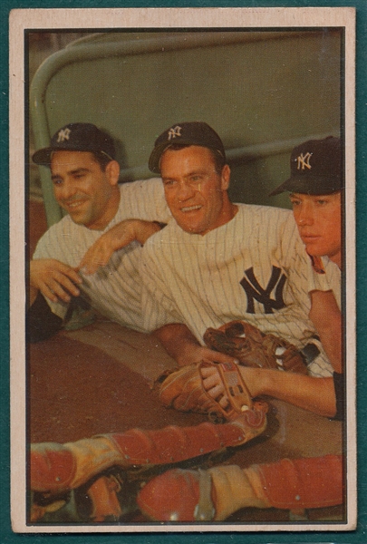 1953 Bowman Color #44 Berra, Bauer & Mantle