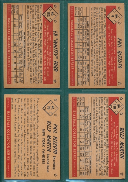 1953 Bowman Color Lot of (4) Yankees W/ Ford, Martin & Rizzuto