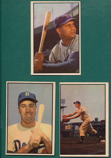 1953 Bowman Color Lot of (3) Dodgers W/ Campanella, Hodges & Snider