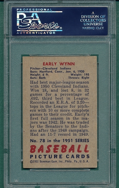 1951 Bowman #78 Early Wynn PSA 5.5
