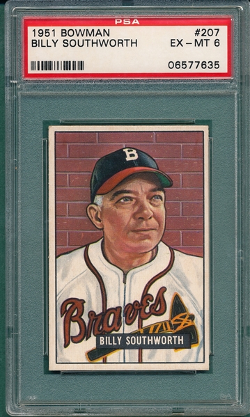 1951 Bowman #207 Billy Southworth PSA 6