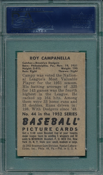 1952 Bowman #44 Roy Campanella PSA 5