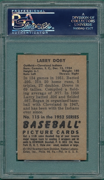 1952 Bowman #115 Larry Doby PSA 5