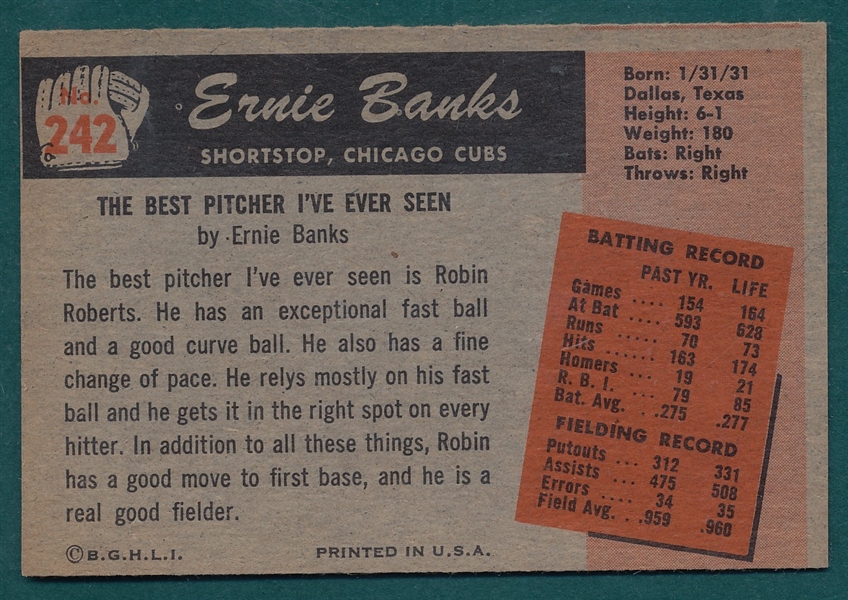 1955 Bowman #242 Ernie Banks