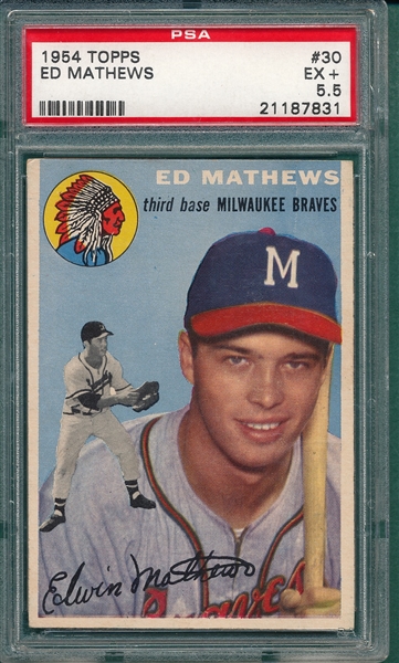 1954 Topps #30 Ed Mathews PSA 5.5